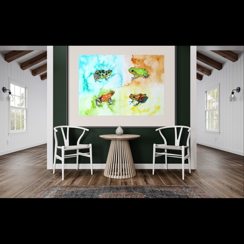 Poison Dart Frogs Art Print Watercolor Painting Tropical Home Decor Colorful - Picture 6 of 9